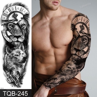 Impermeable Temporal Tatuajes Completo Brazo Manga Grande Cuerpo Para  Hombres Mujeres Negro Tatuaje Pegatina Cráneo León Lobo Reloj tatoo Alta  Calidad | Shopee México