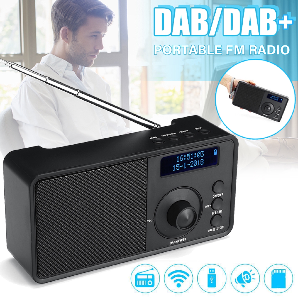 Radio FM reproductor MP3 LCD altavoz Bluetooth Portátil digital DAB 