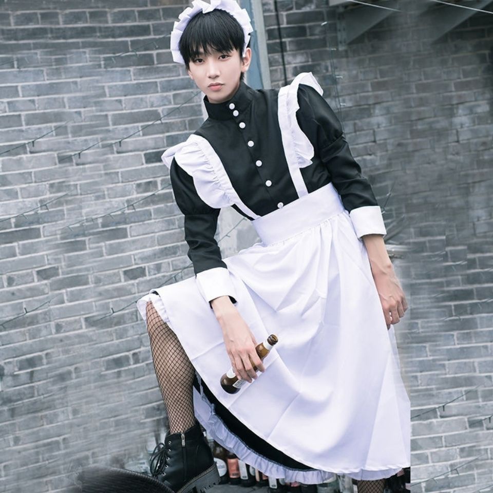 Vestido de sirvienta para hombre y mujer Anime Cosplay restaurante francés  estilo largo disfraz de sirvienta delantal vestidos negro blanco Ouji falda  larga | Shopee México