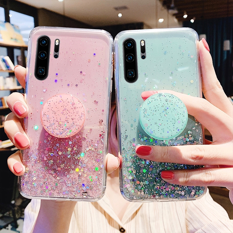 Funda de estrella de purpurina para Huawei Y6 Y7 Y9 2019 Mate 20 10 9