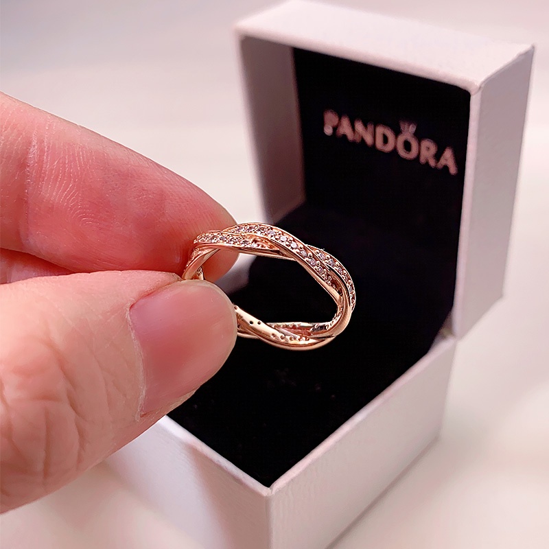 Con caja anillo Pandora promesa anillo mujer infinito oro rosa clásico anillo novia | Shopee México