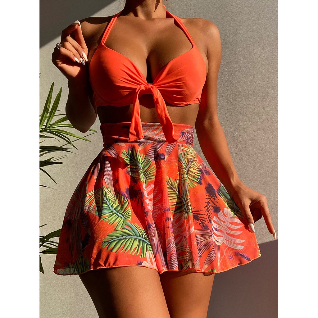 2022 Nuevo Estilo Impreso Falda De Playa Traje De Baño Moda Señoras Bikini Tres | Shopee México