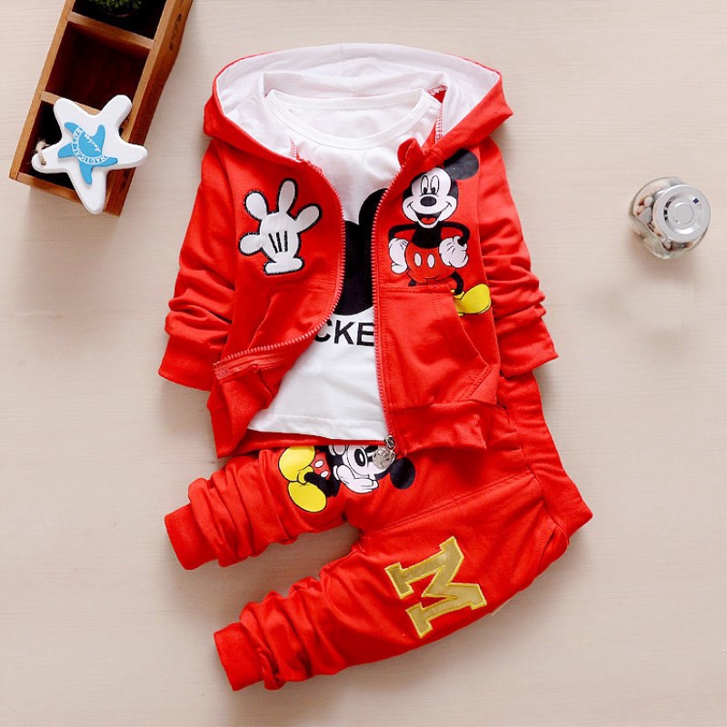 3pcs/set Niños Ropa Para Bebé Dibujos Animados Mickey Mouse Abrigo Con Capucha + Camiseta Pantalones Traje Deportivo | Shopee México