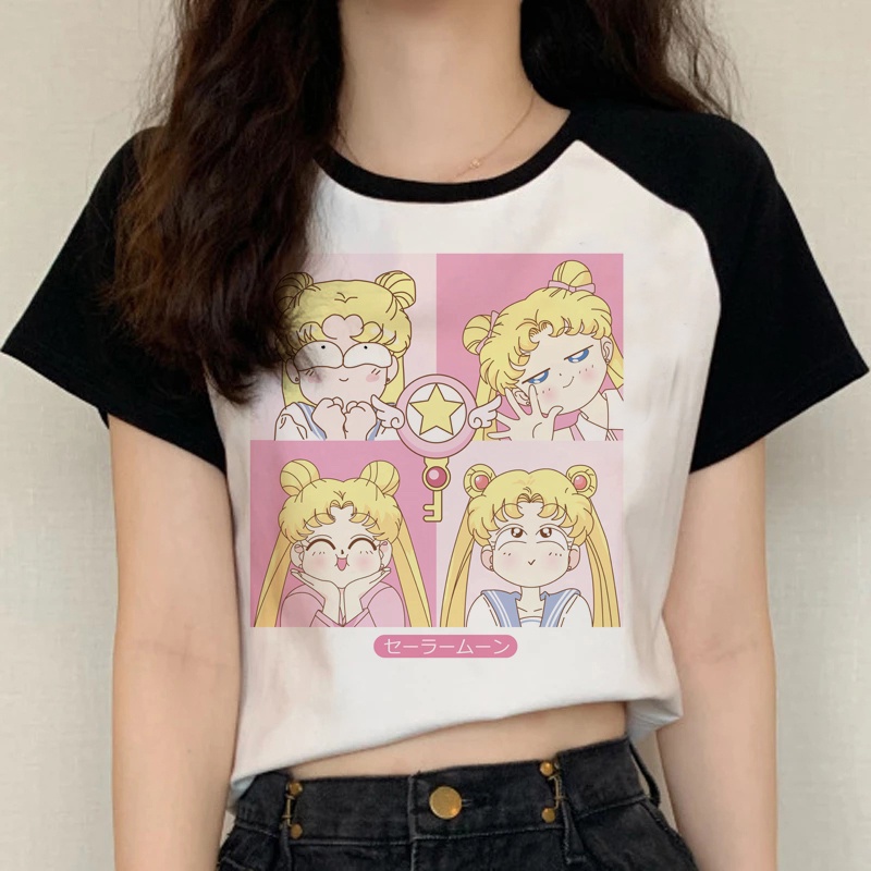 Sailor Moon De Verano Femenino grunge tumblr El Tamaño De La Parte Superior De Las Camisetas Pareja Ropa vintage | Shopee México