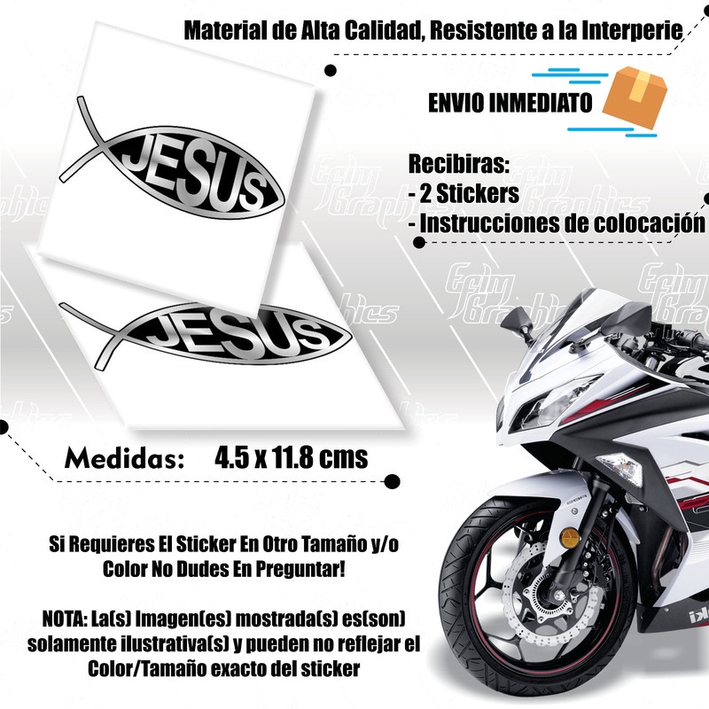 Par Sticker Jesus Pescado Religioso 2 Efx Moto Ss Shopee