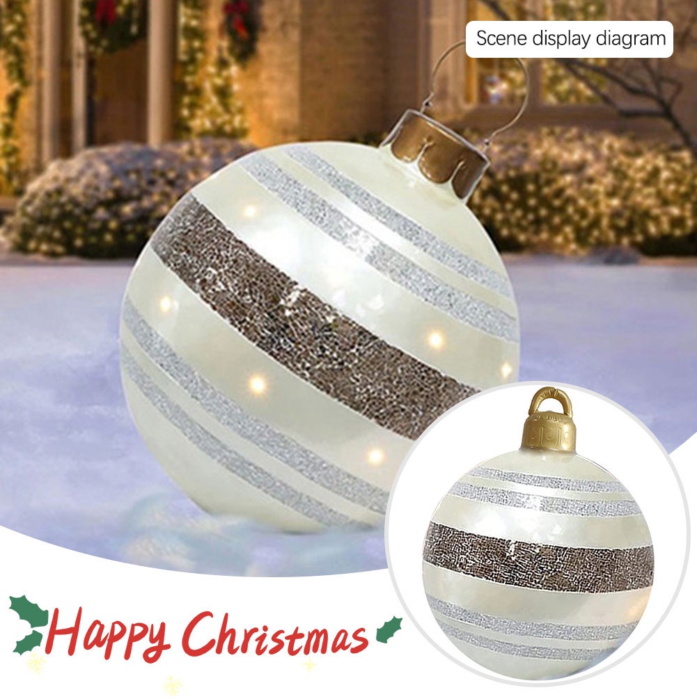 blanco lifBetter Bola de Navidad hinchable de 60 cm de PVC para decoración de Navidad al aire libre 