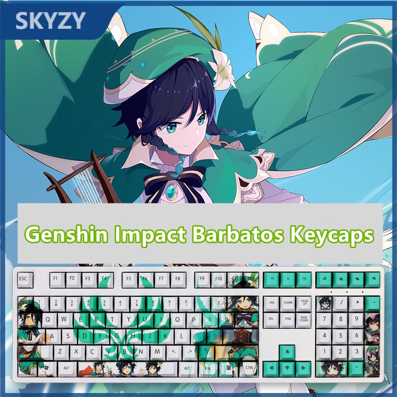 Barbatos Keycaps Cherry Profile Genshin Impact Theme Anime PBT DYE-SUB Teclado Mecánico Keycap Set