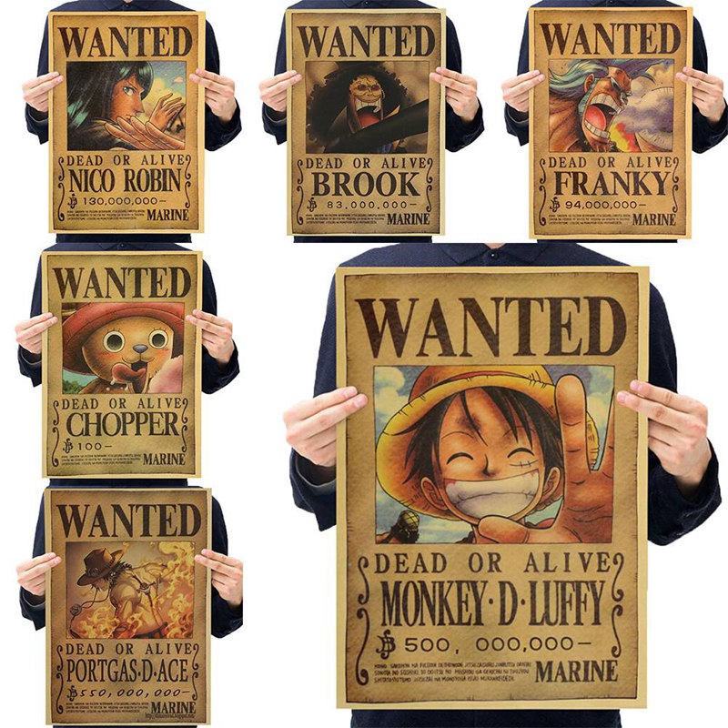 Anime One Piece Serie Retro Papel Kraft Póster Personaje Luffy Zoro Ace Ley Shanks