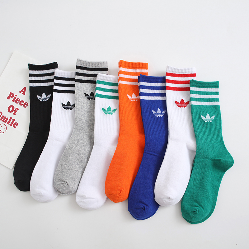 1 Multicolor marca de moda tres rayas para hombre mujer rodilla alta gimnasio entrenamiento calcetines Shopee México