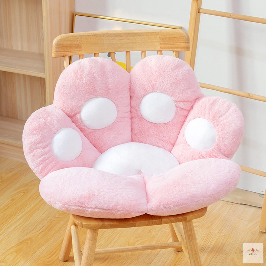 para sillas de oficina suave y grueso Cojín de asiento bonito Kawaii decorativo con patas de gato para silla de escritorio 80 cm x 70 cm blanco en casa o en el coche 