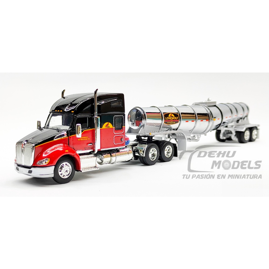 Tráiler a Escala 1/64 Kenworth T680 Midroof Con Remolque Pipa Diecast Promotions