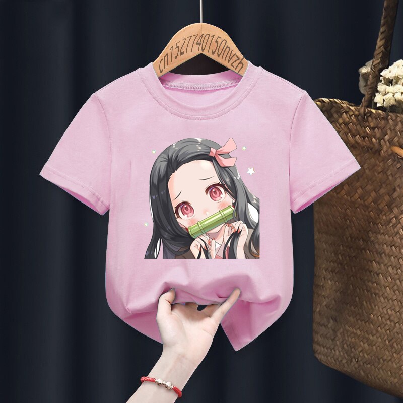 Nezuko Kamado Kimetsu no Yaiba Impresión Rojo Niño Camisetas Niños Bebé ...