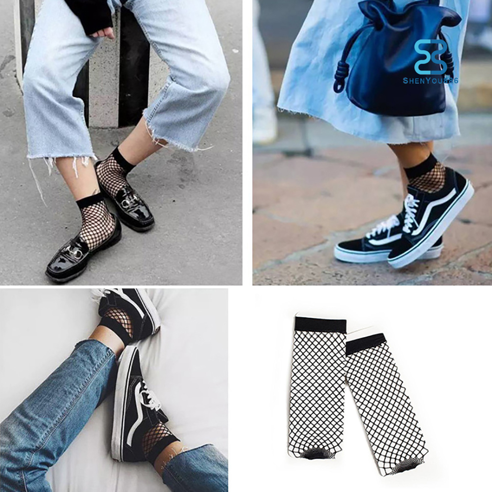 SN] Women Fashion Fishnet Ankle High Socks Sexy Mesh Lace Fish Net Short  Socks | Shopee México