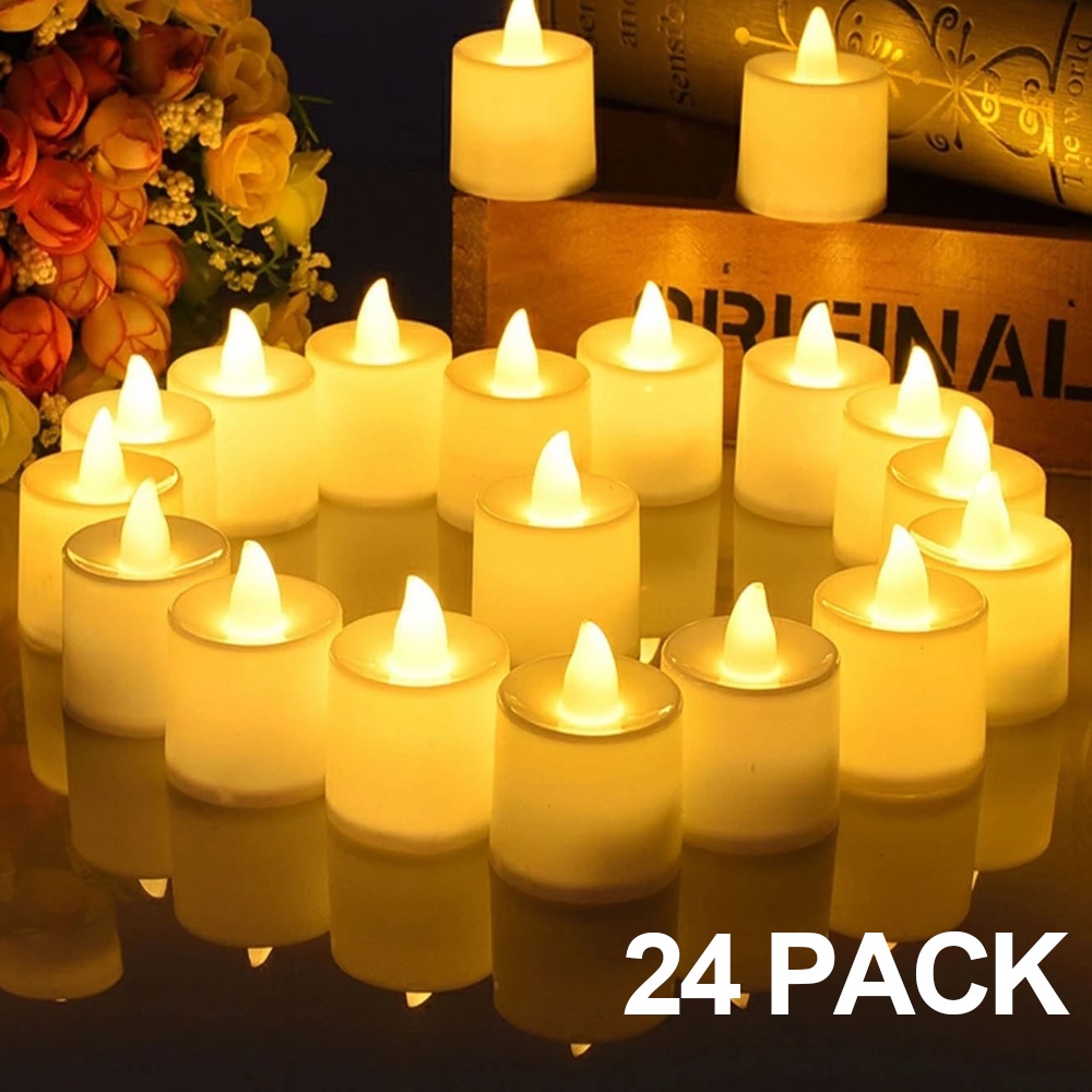 Velas De Té Led Electrónicas Realistas A Pila, lámparas de vela, 24