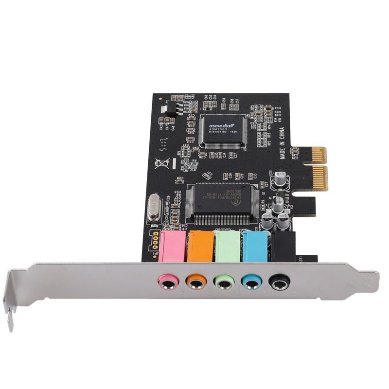 Dciustfhe Tarjeta de sonido PCIe 5.1 PCI Express Surround 3D para PC con alto rendimiento de sonido directo y soporte de perfil bajo.