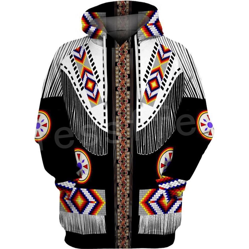 Jefe indio nativo tribal Totem étnico Hippie Hombres Mujeres Suéter con capucha Chaquetas 