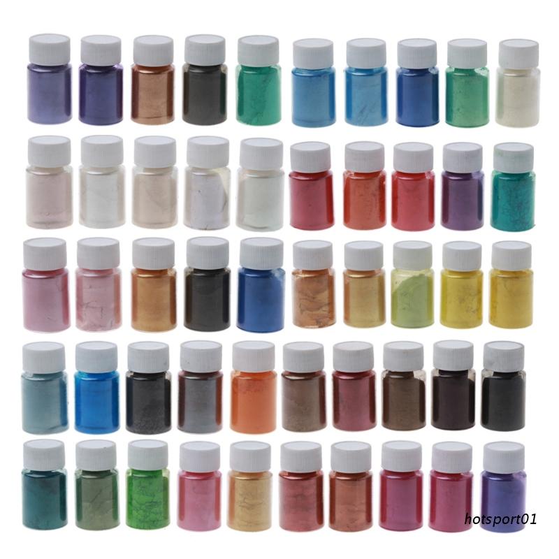 Polvo de mica 50 colores color de resina de epoxy Pigmento Tinte de grado cosméticos de fabricación de jabón 