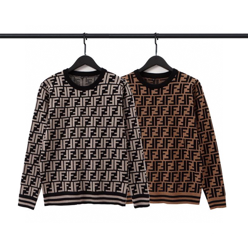 FENDI Hombres Invierno Lo Basico Suéter De Punto 2022 Otoño casual Negro Marrón Manga Larga Prendas Minimalista