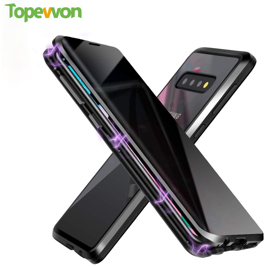 Topewon Privacy Funda Magnética Para Samsung Galaxy S10 S8 S9 Note 9 Antipeeping Doble Vidrio Templado Parachoques De Metal | Shopee México