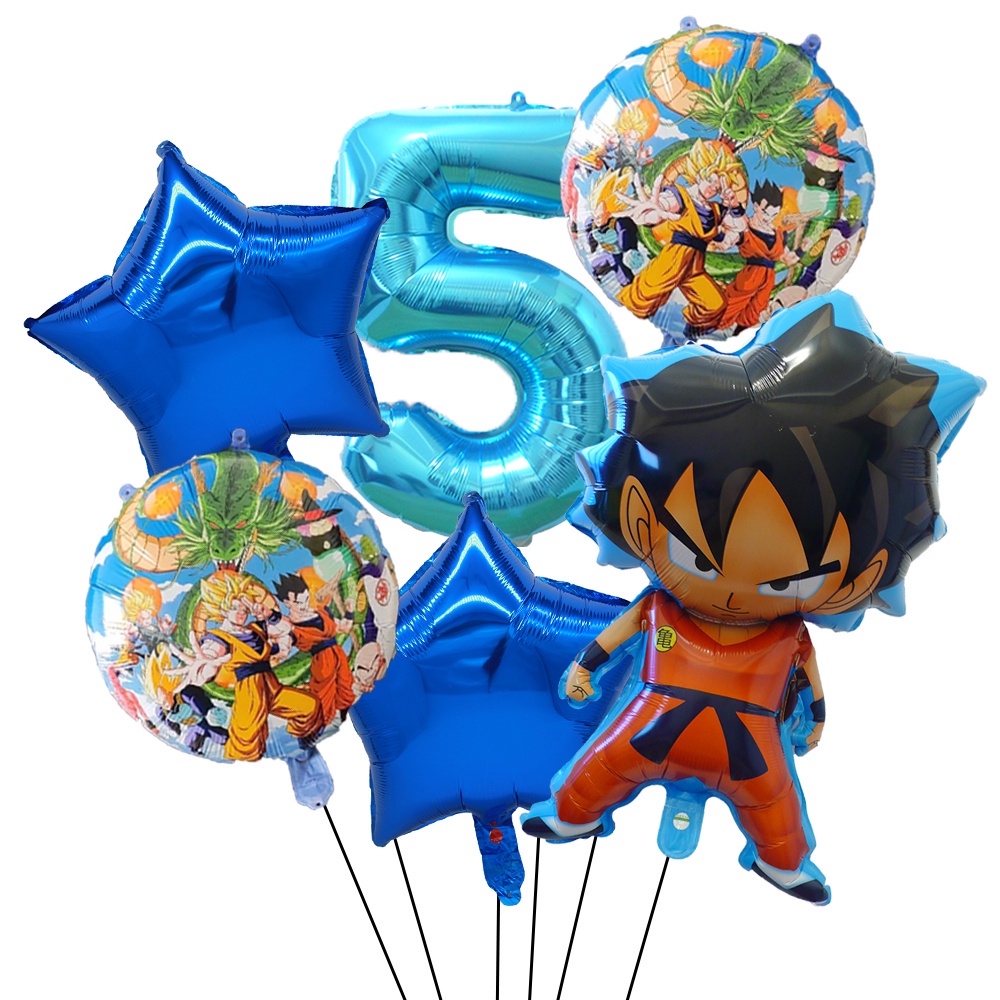 Materiales Artículos para fiestas Yuanou Dibujos Animados 7 Dragon Ball Goku  wu Kong Foil Balloon Rojo 30 Pulgadas Número Globo Feliz cumpleaños Fiesta  Decoración niño Niños 