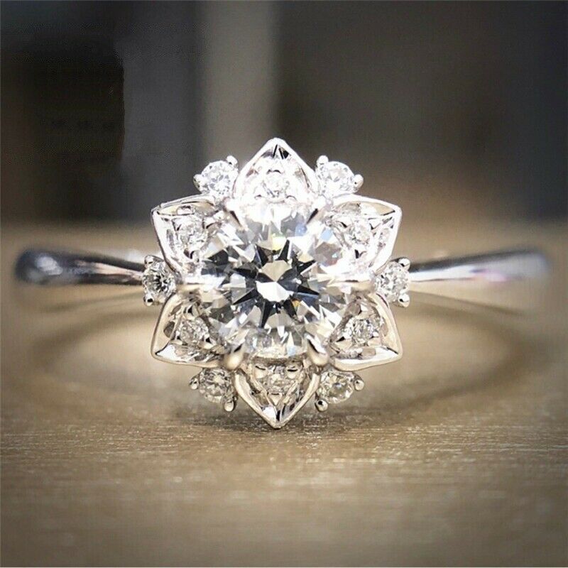 Coincidencia al exilio en un día festivo Nuevo exquisito flor copo de nieve plata 925 anillo de diamante moda boda  fiesta anillo de compromiso femenino | Shopee México