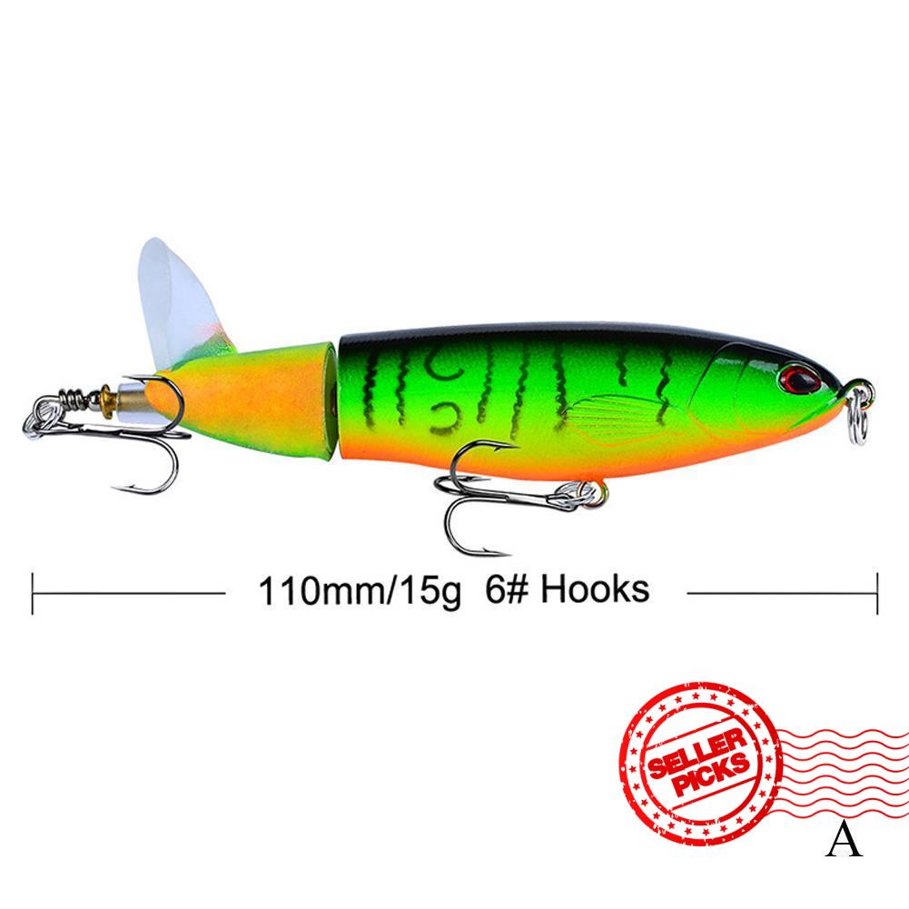 Whopper Plopper Topwater Floating Fishing Lures Rotating Tail for Bass Chub Pike