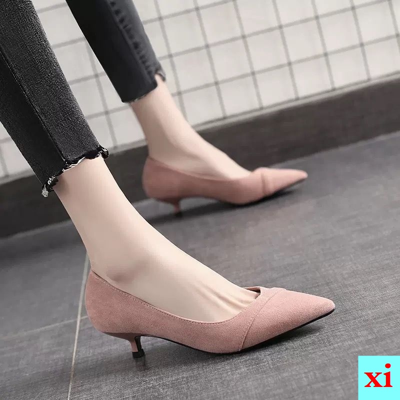 Listo Zapatos De Tacón Bajo De Las Mujeres Primavera 2022 Nuevo Estilo Alto Puntiagudo Del Dedo Pie Stiletto 3 Todo-Partido Pequeño Único Poca Profundidad Boca | Shopee México