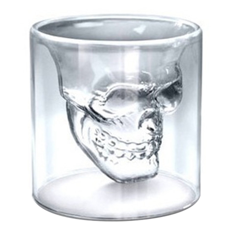 Snner Cabeza del cráneo Transparente Shot Copa de Vidrio para Vodka Whisky Vino Inicio Taza para Beber 