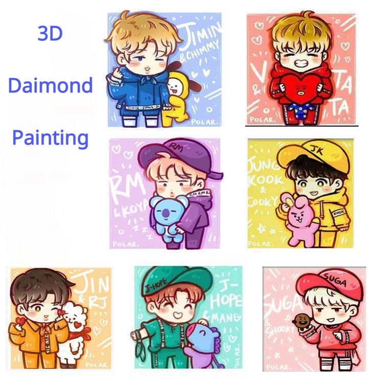 KPOP BTS Dibujos Animados 5D Diamond Pintura Foto DIY Pared Imagen  Diamantes De Imitación Imágenes 30 X 30cm | Shopee México