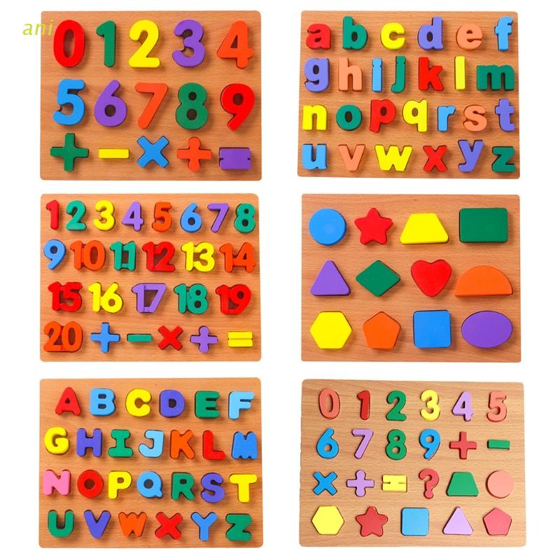 Ani Montessori 3d Puzzle Insert Panel Board Thicken Wood Alphabet Number Shape Matching Toy Early Learning Toy For Kids Gift Shopee Mexico