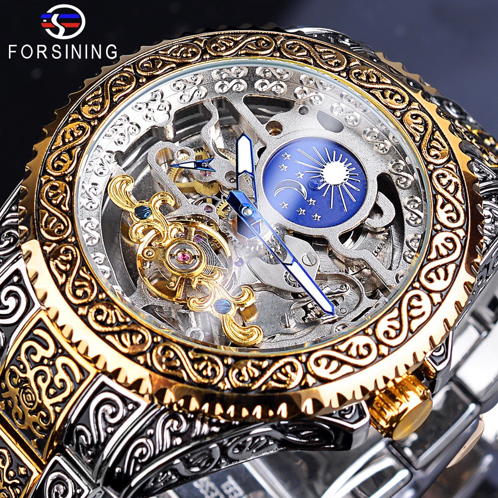 Forsining reloj de pulsera de lujo para hombre Tourbillon mecánico automático Casual impermeable relojes esqueleto Relogio Masculino | Shopee México