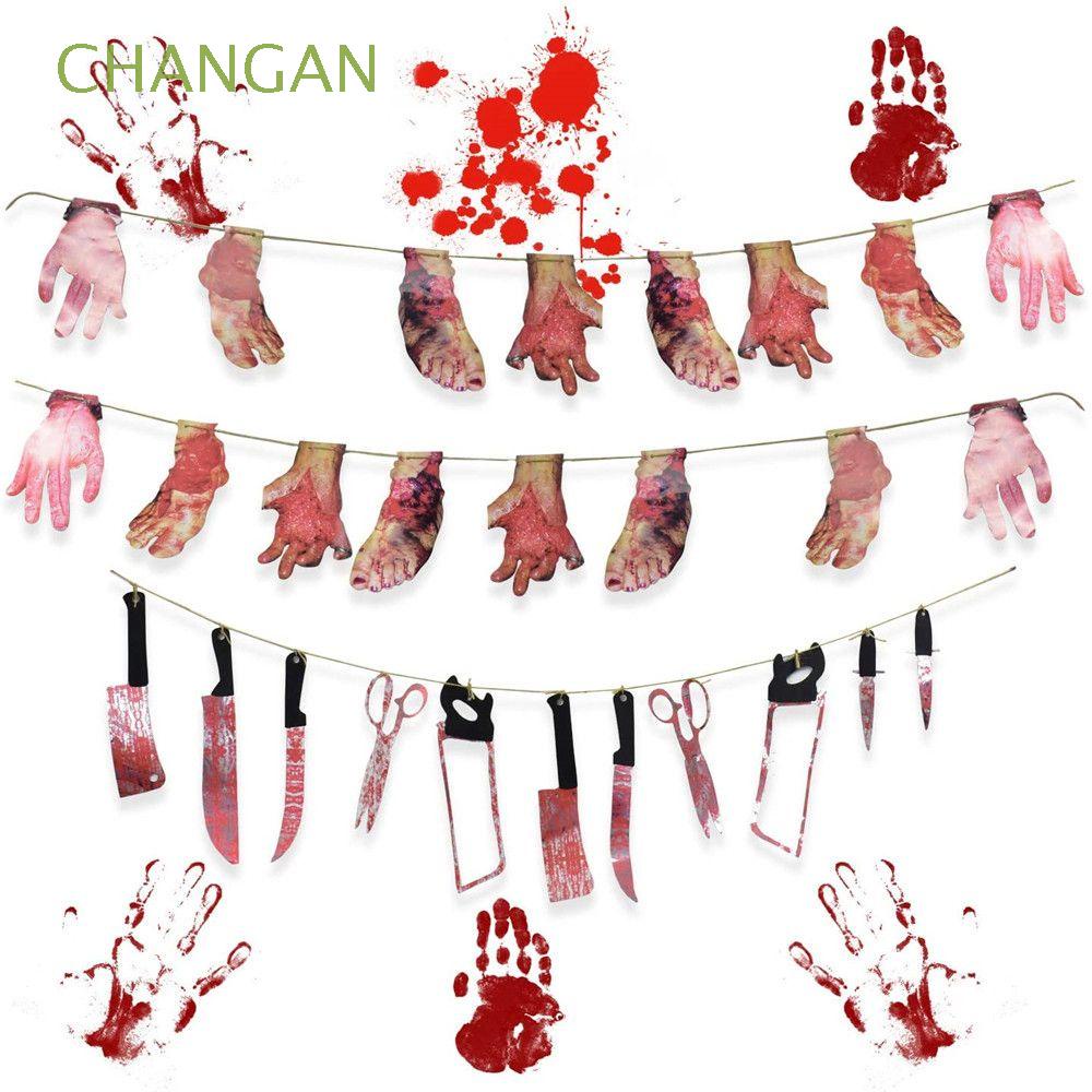 Changan 1 Set Halloween Decorations Bloody Garland Vampire Party Decorations Supplies Halloween Banner Bar Zombie Home Bloody Hands Feet Halloween Party Shopee Mexico