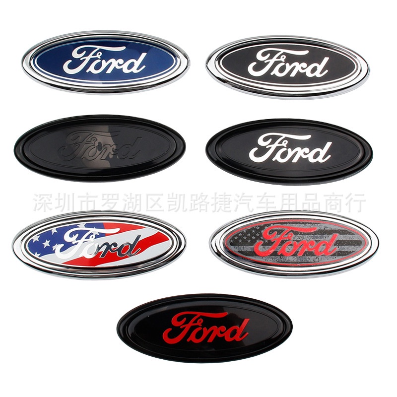 Ford Ranger 9" delantero y 7" Trasero Negro Brillante Oval insignia emblema de escritura 