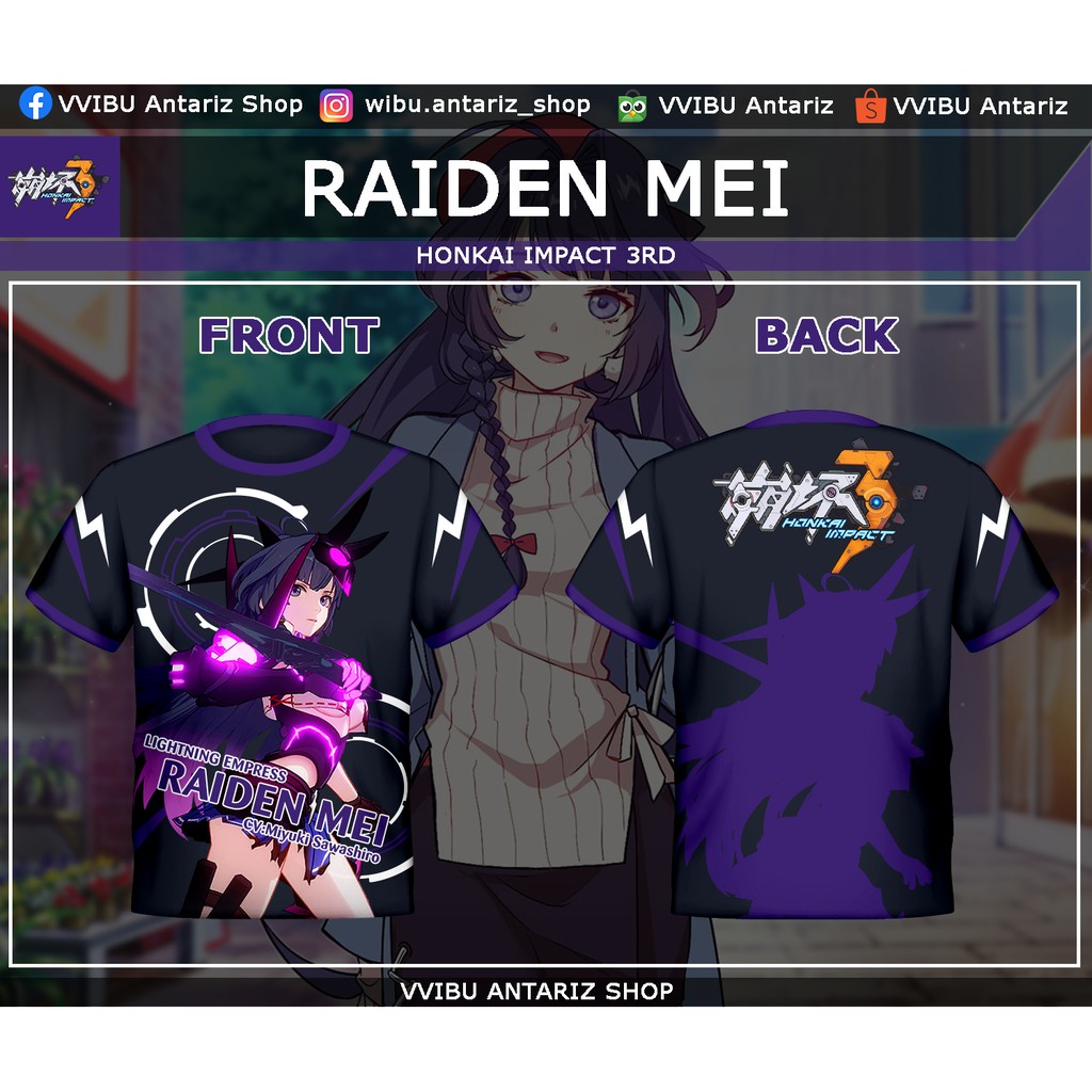 Honkai Impact 3rd Raiden Mei camiseta de impresión completa