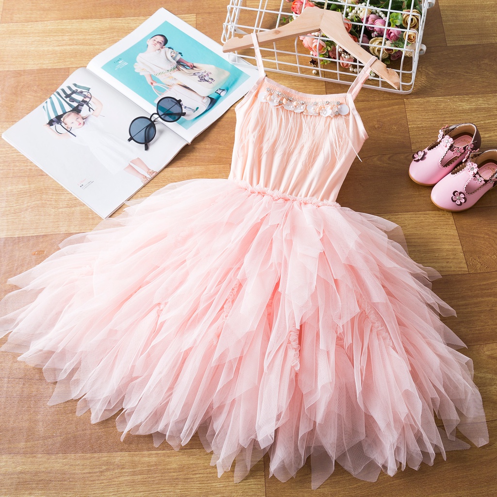 NNJXD Verano Elegantes Vestidos De Baile Para Niñas Vestido De Tutú Para  Niños Borla Boda Princesa De Noche De Cumpleaños | Shopee México