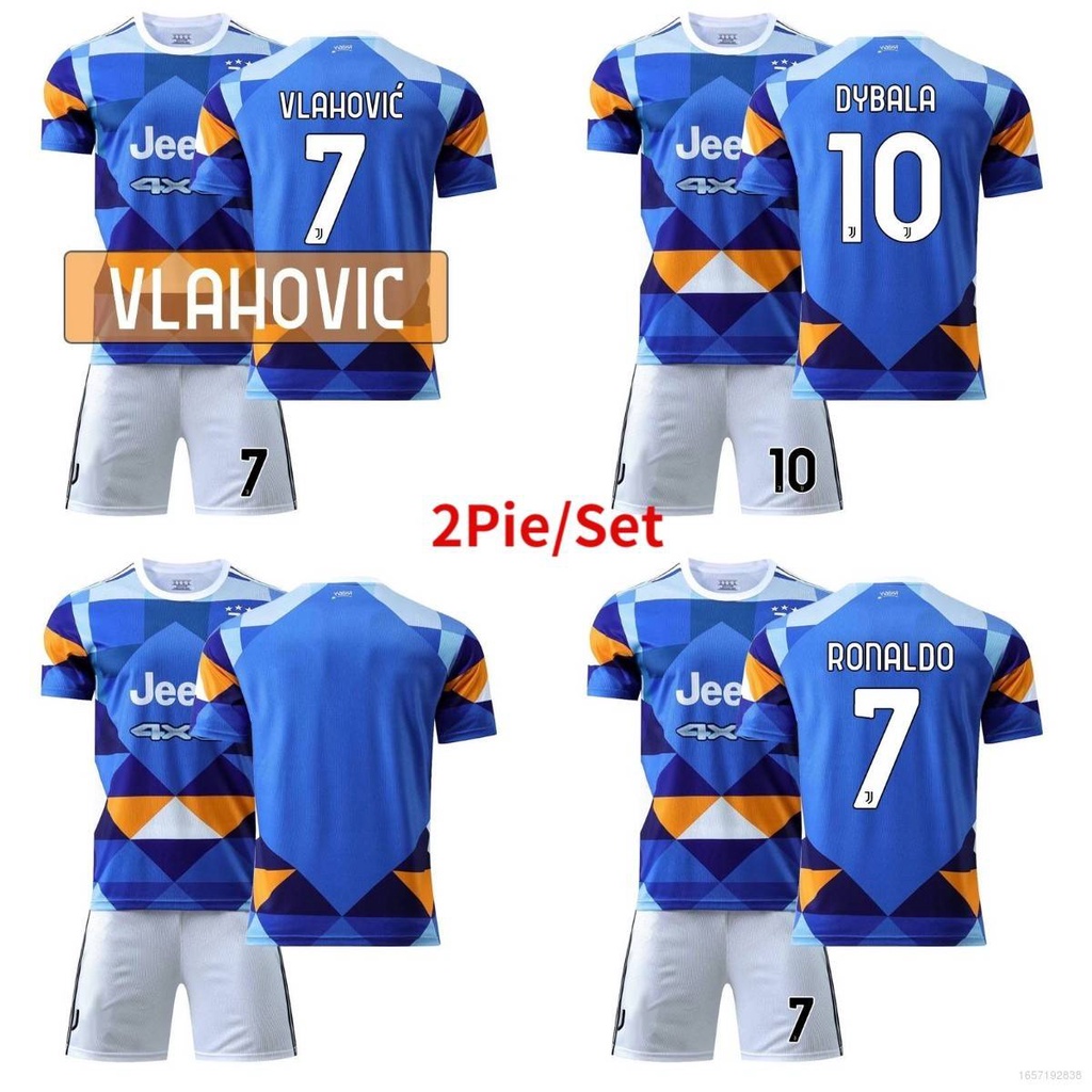 2Pie/Set 2021-2022 FC Away Azul Camiseta De Fútbol Vlahovic Ronaldo Dybala