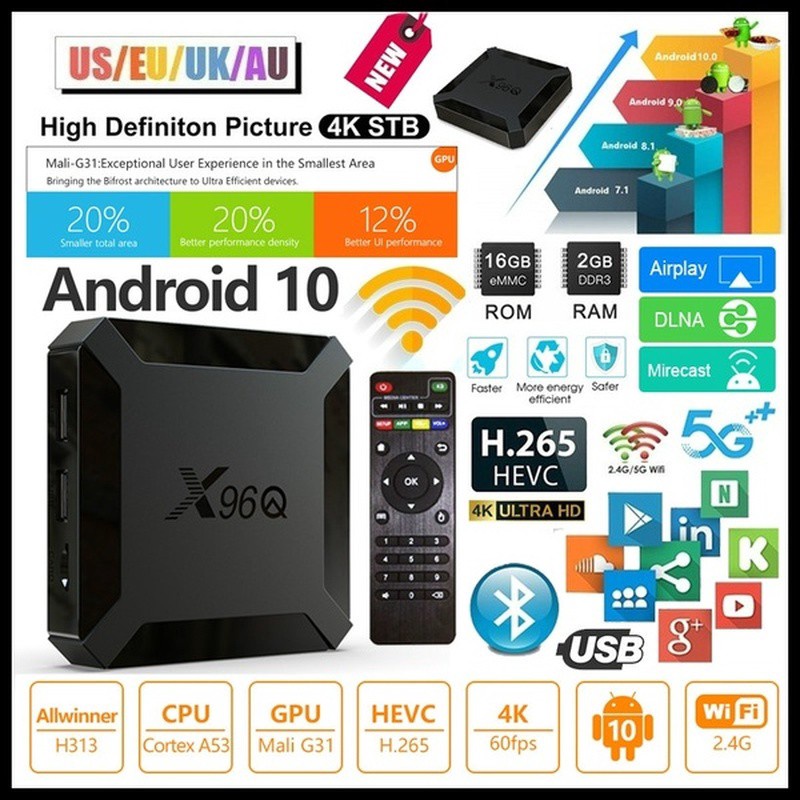 fade Fascinating Spacious Original X96Q TV Box Android 10.0 2.4G Wifi 4K Set top Smart Box Media  Player | Shopee México