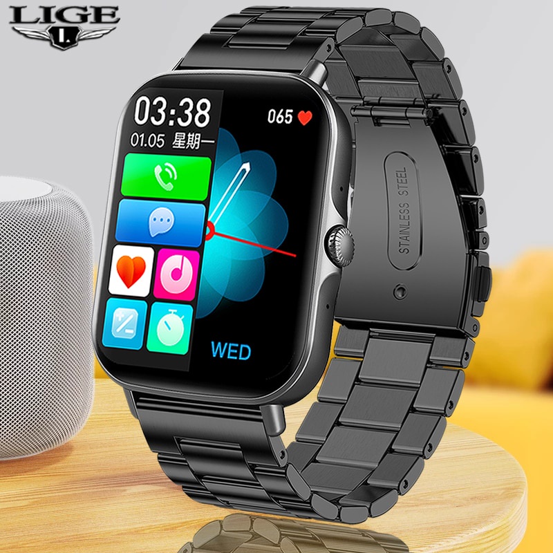 XM ✨ LIGE Nuevo 2022 Smart Watch Hombres Frecuencia Cardíaca Presión Arterial Información Recordatorio Deporte Impermeable Reloj Inteligente Para Android IOS Teléfono