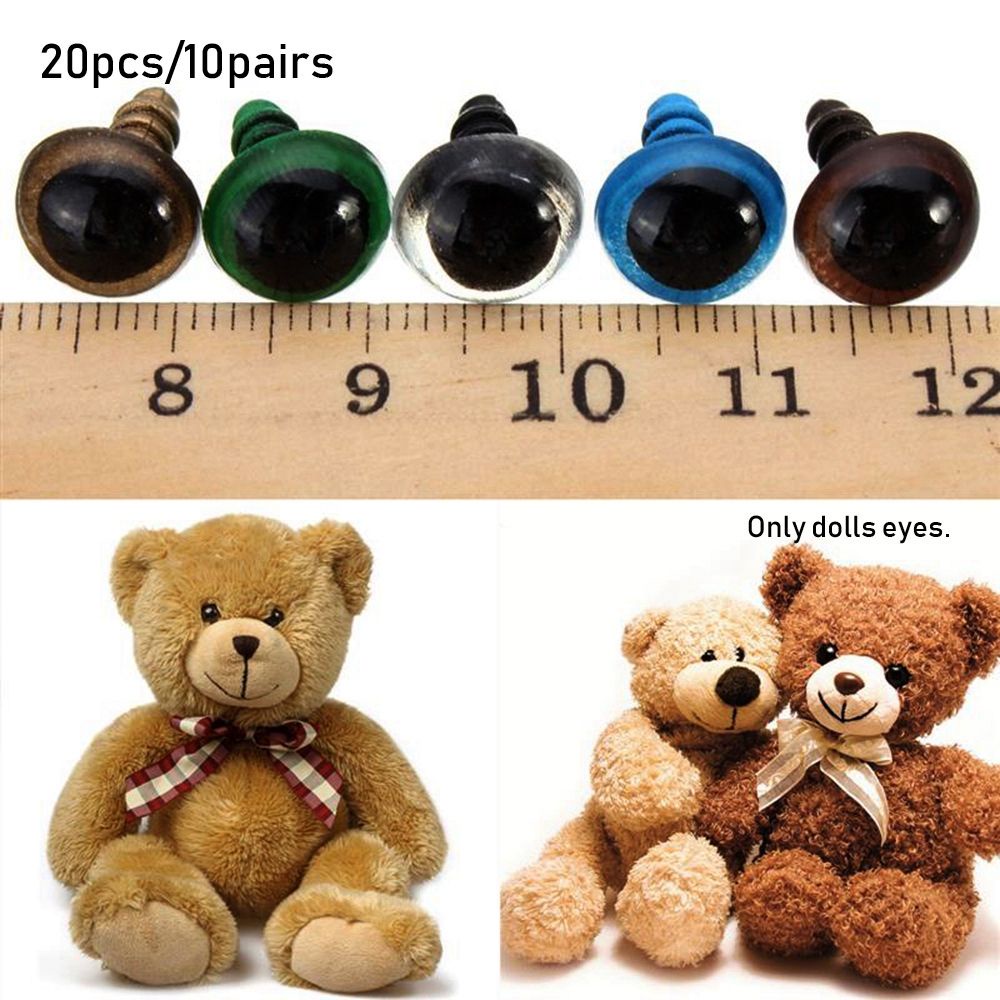 Un par de 9 mm calidad marrón y negro de ojos de cristal de oso de peluche. 