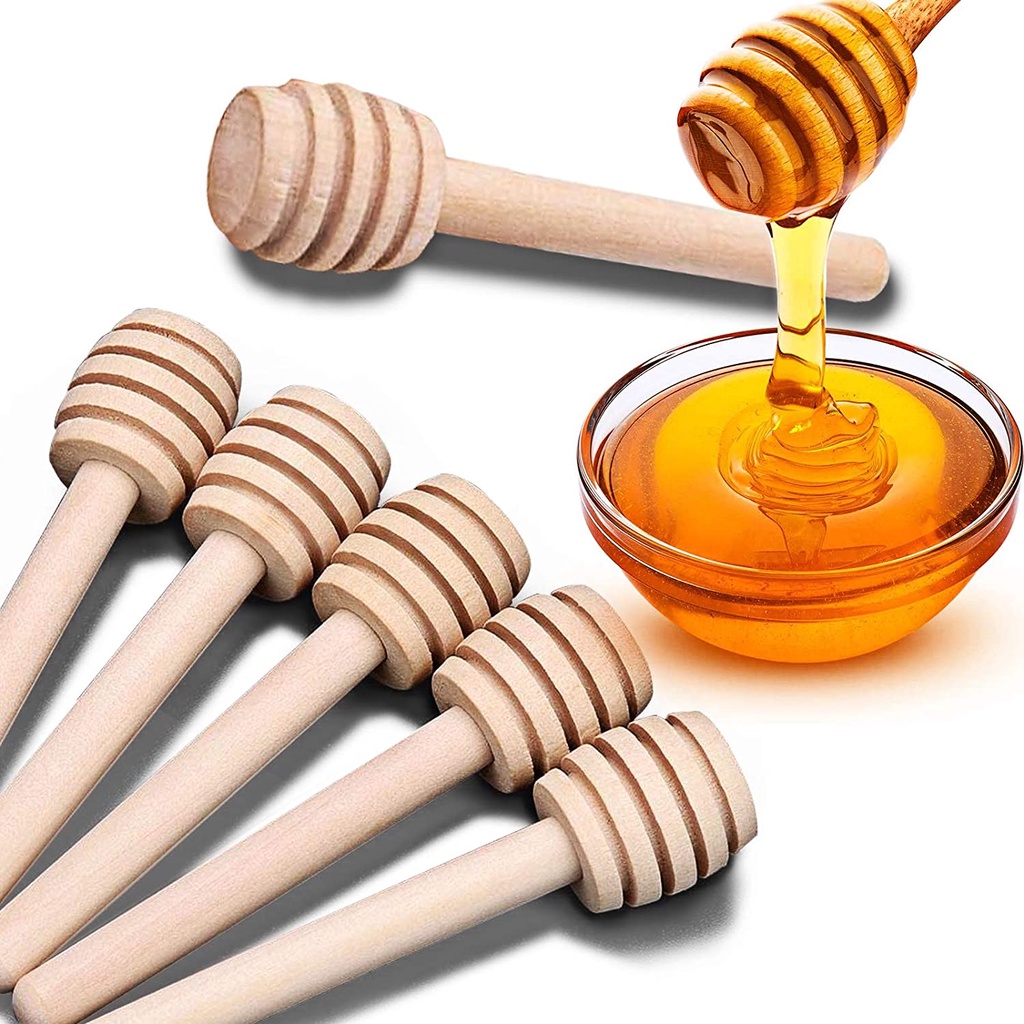 HoganeyVan Mini palo de miel de madera de alta calidad Palo de madera Barra de agitación de miel Manija de mezcla Tarro Cuchara Cuchara de miel Varilla de agitación de miel 