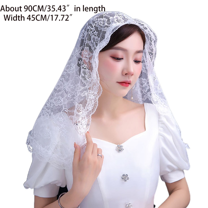10Mk Floral encaje velos cabeza que cubre la misa latina Mantilla velos  corto bufanda para las mujeres nupcial blanco negro católico iglesia velo |  Shopee México