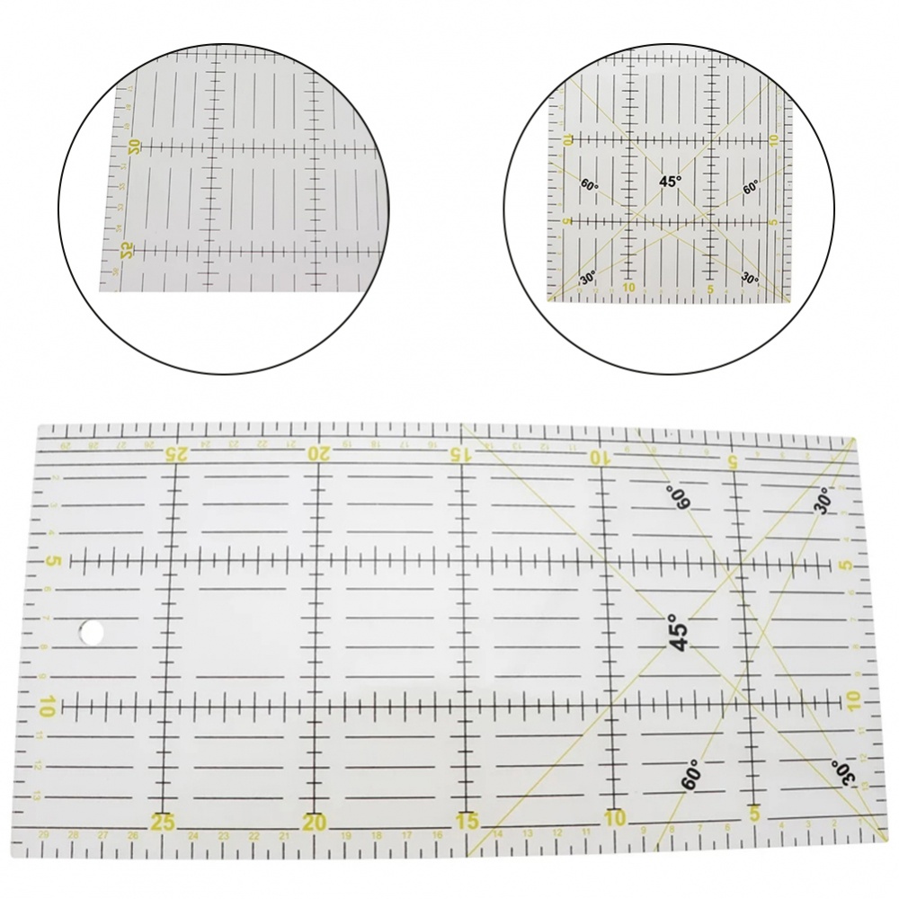 30x15 cm Regla de remiendo de acrílico transparente tela regla de corte herramienta de costura de bricolaje