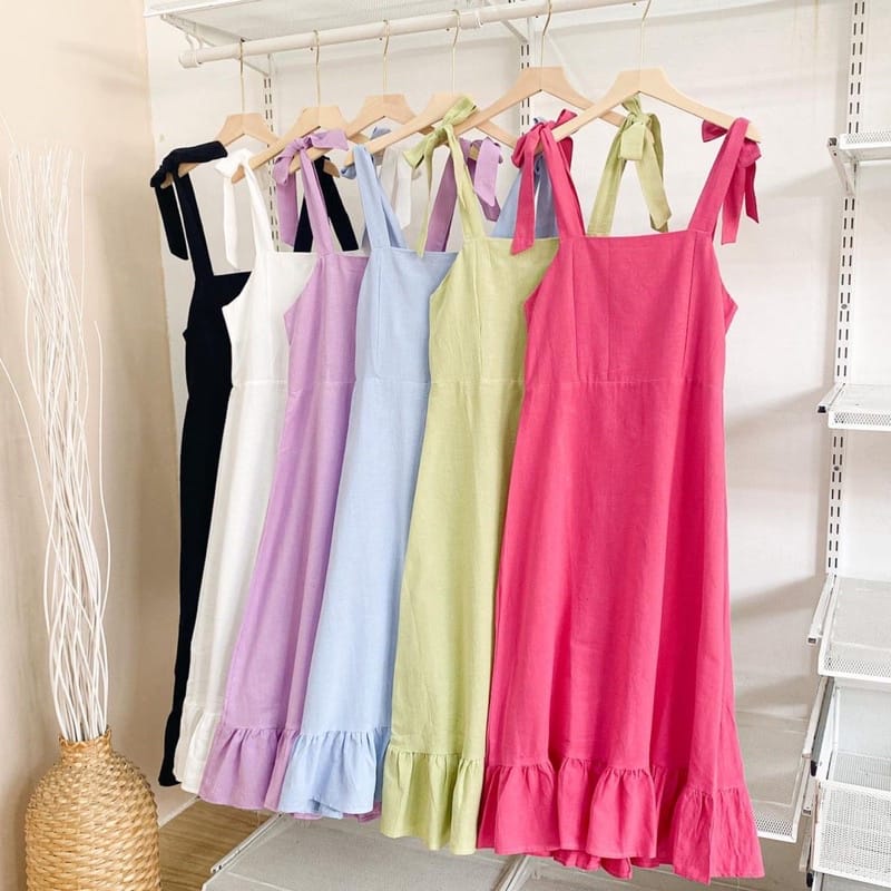 Casha - ZEC mujer vestido KAYLA/Lynette lino Midi vestido/presente vestido  de mujer/vestido de mujer/vestido de correa lisa/vestido de Crincle  liso/últimos modelos/vestido Casual/vestido arrugado liso/últimos modelos/ vestido de mujer/vestido liso ...