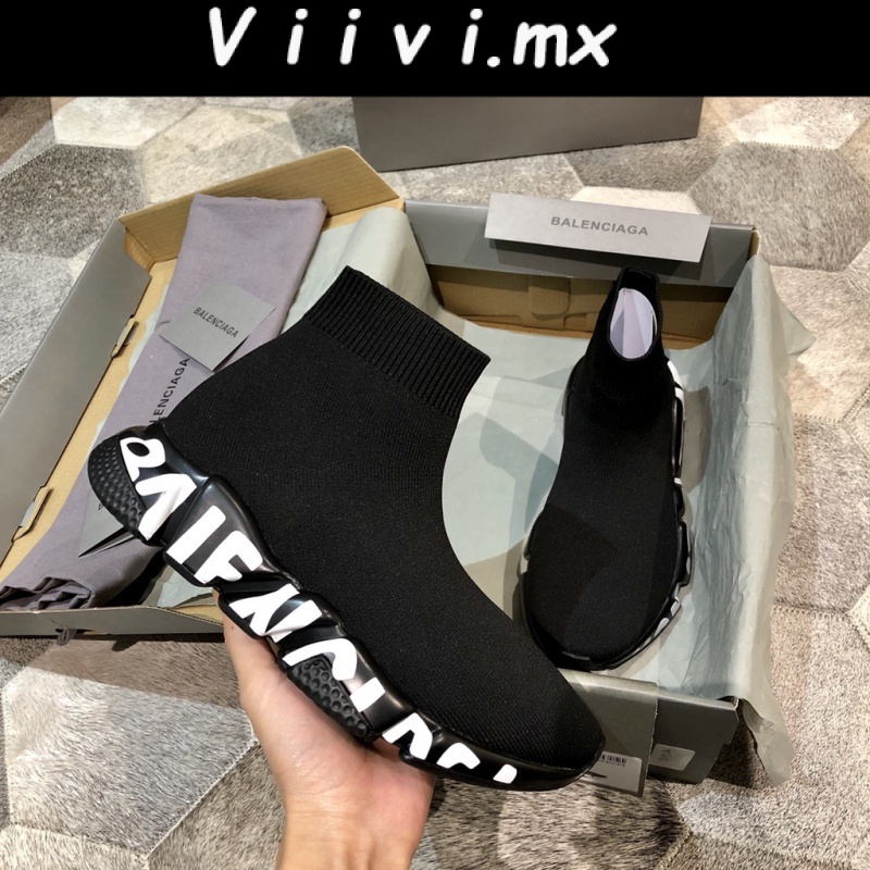 Disipación Colapso pago Balenciaga high top Zapatillas De Deporte De Letras Blancas Calcetines  Coreanos Negros Zapatos Para Mujer Para Hombres | Shopee México