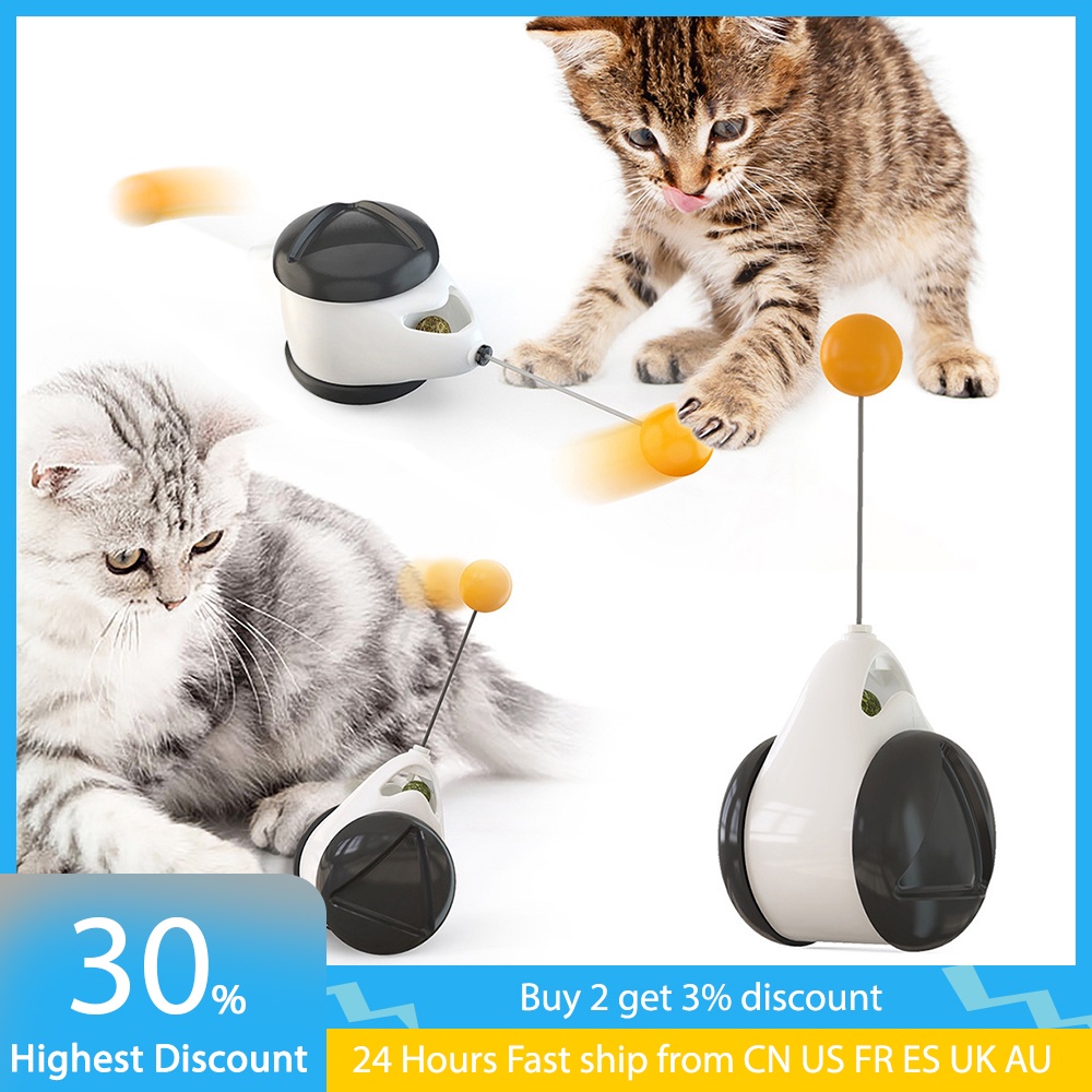 MingBin Juguetes para Gatos,Juguete Interactivo para Mascotas,Juguetes para Gatos Juguetes Interactivos Gatos Juguete Balanceado para Gato Catnip con Bola Ruedas Automático 