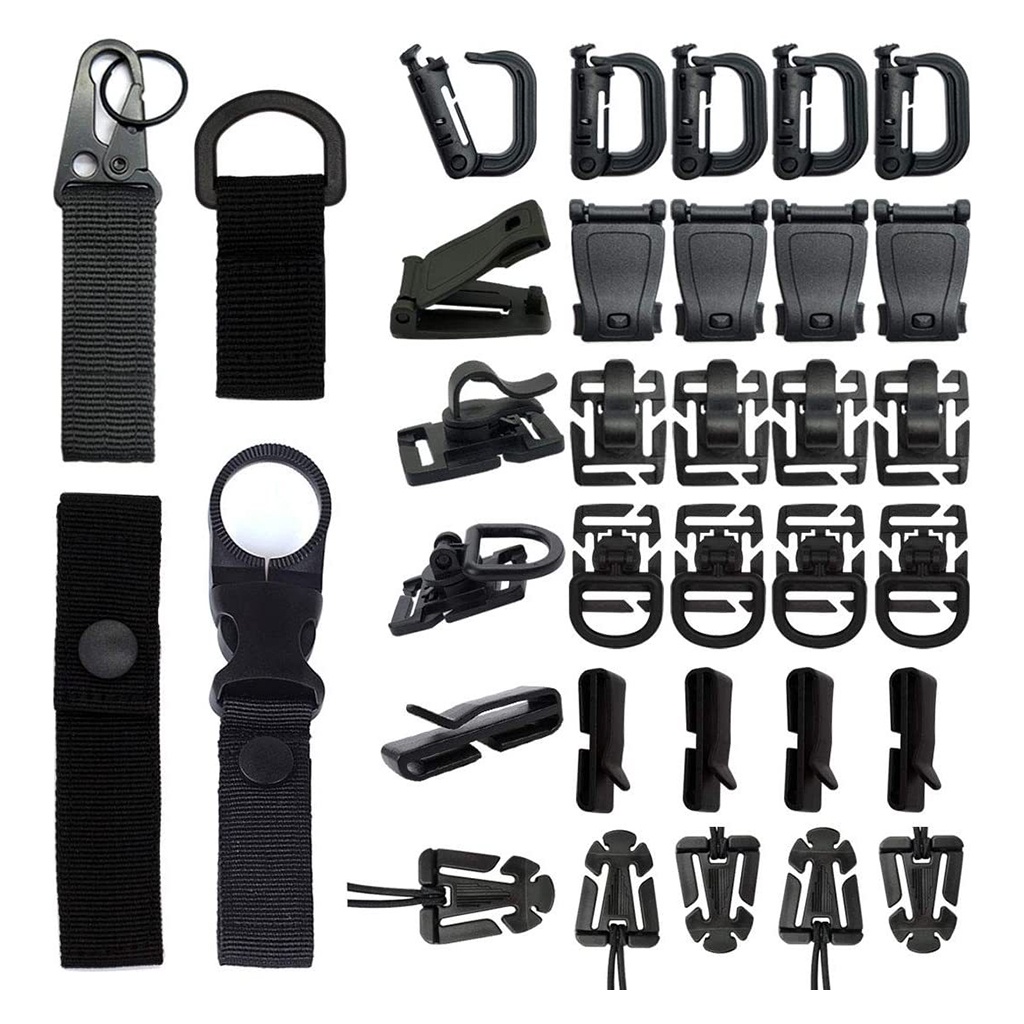34 pzs accesorios para mochila Molle/chaleco táctico/anillo para exteriores Shopee