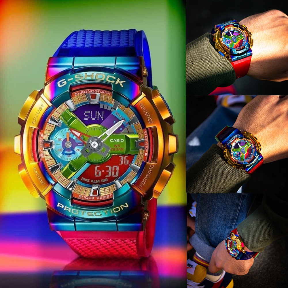 CASIO G-Shock GSK GM-110 RAINBOW PREMIUM STEEL AUTOLIGHT MURAH Oferta Reloj Deportivo Moda G413