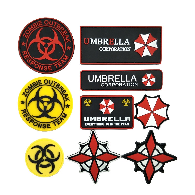 Emblema De Morale De Biohazard Umbrella Corporation , Parches De Goma De PVC 3D Insignias Tácticos De Gancho Y Bucle Para Mochilas , Casco