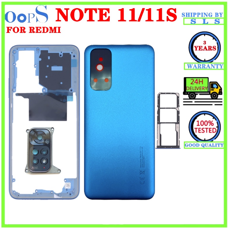 Carcasa Completa Para Xiaomi Redmi Note 11 11S Cubierta De Batería Trasera Marco Medio Con Botón Cámara Lente De Vidrio Bandeja Sim
