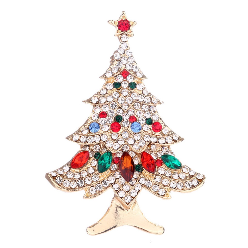 BESTOYARD Broche de árbol de Navidad de Cristal para Mujeres niñas 